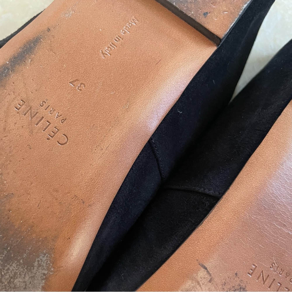 Celine Black Suede Babouche Pointed Toe Ballet Flats - Picture 7 of 13